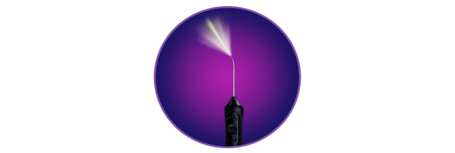 紫色の円にVEKTORレーザプローブ