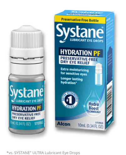 Systane Hydration Preservative-free multi-dose bottle and product box