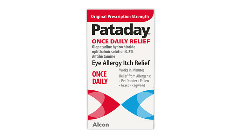Product box for Original Prescription Strength Pataday Once Daily eye allergy itch relief drops by Alcon