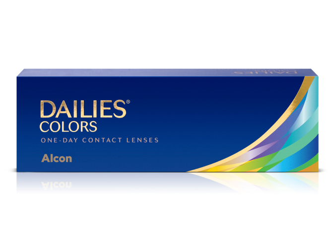 Dailies Colors daily color contact lenses product box by Alcon